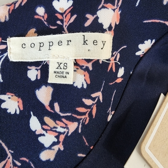 Copper Key Blue Floral Sleeveless Crew Neck Women's Dress Size SX  NWT - Picture 4 of 6